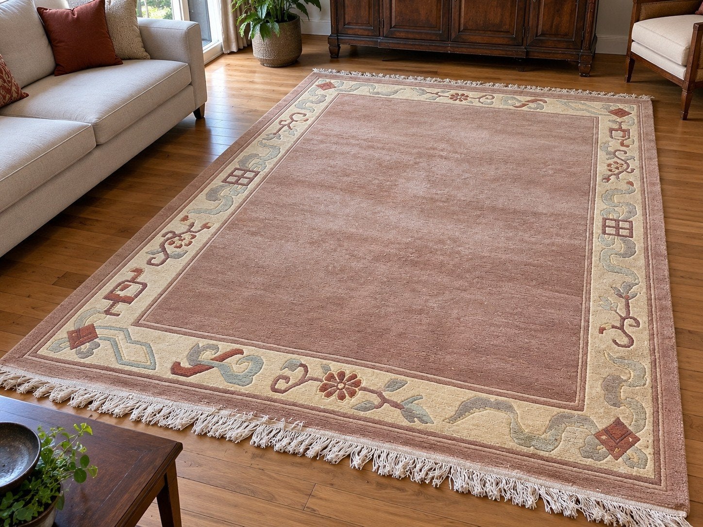 chinese tapijt, Huis en Inrichting, Ophalen of Verzenden, Beige