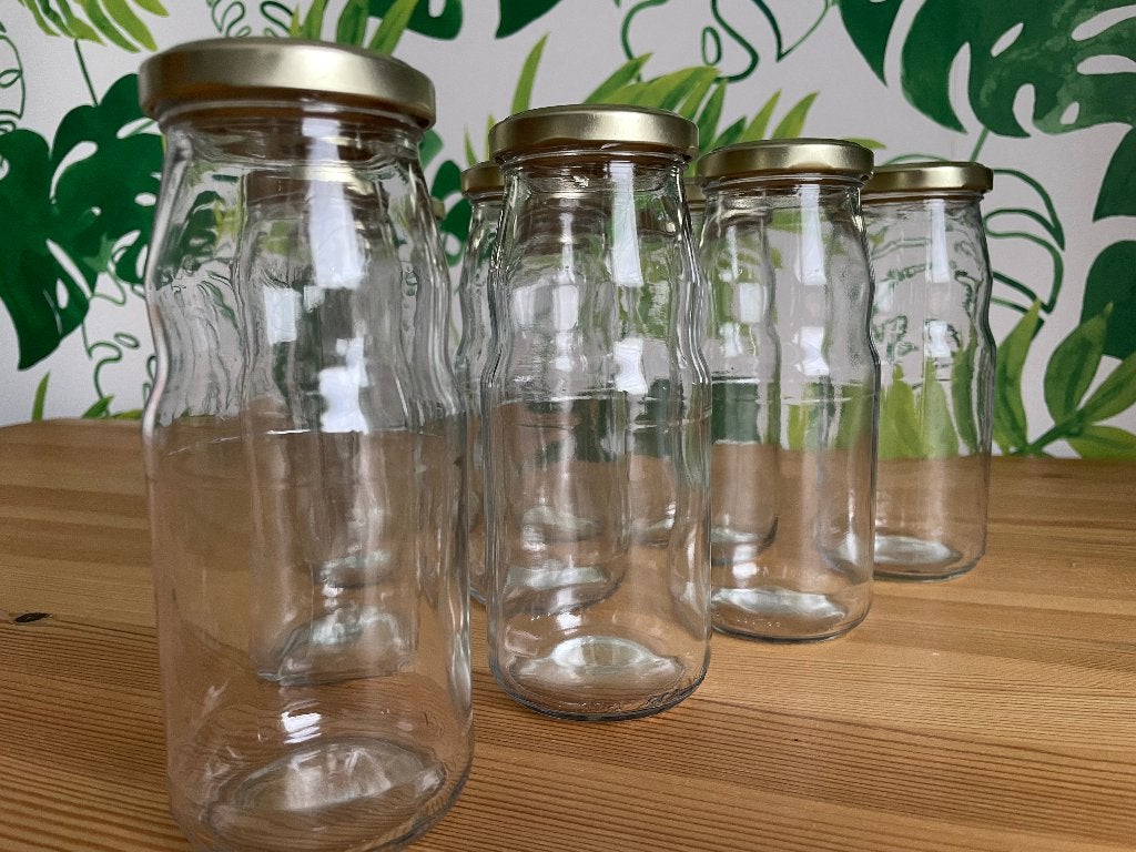 Glazen fles - met goudkleurig draaideksel - 60 stuks, Ophalen, Gebruikt, Overige typen