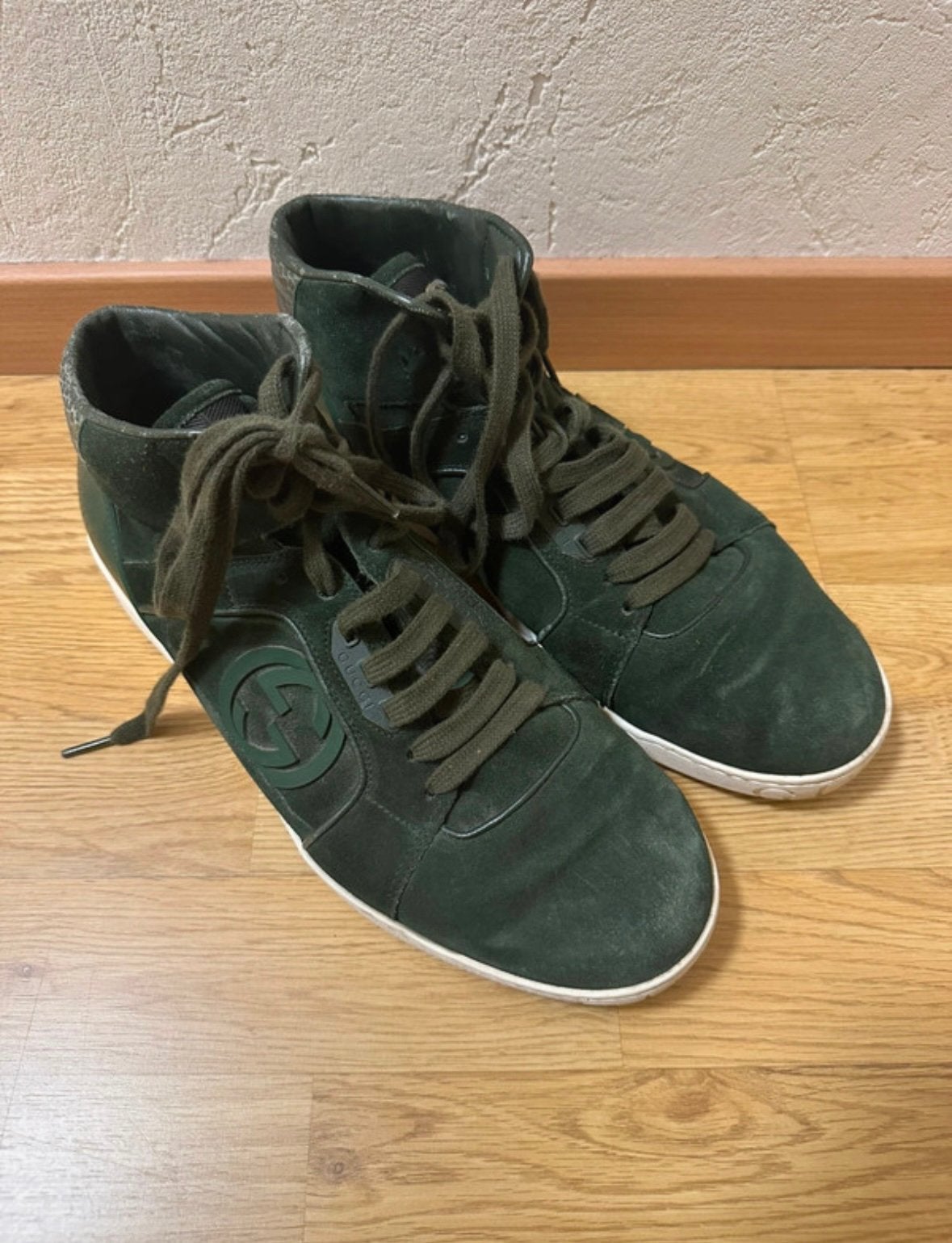 Sneakers Montantes Gucci en Daim Vert – Authentiques, Enlèvement ou Envoi, Autres couleurs, Porté, Baskets