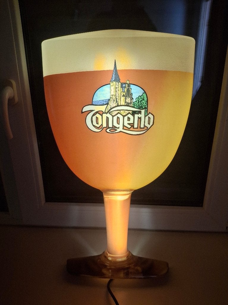 Vintage Tongerlo Bierglas Reclamelamp Horeca Verlichting, Ophalen of Verzenden, Gebruikt, Lichtbak of (neon) lamp