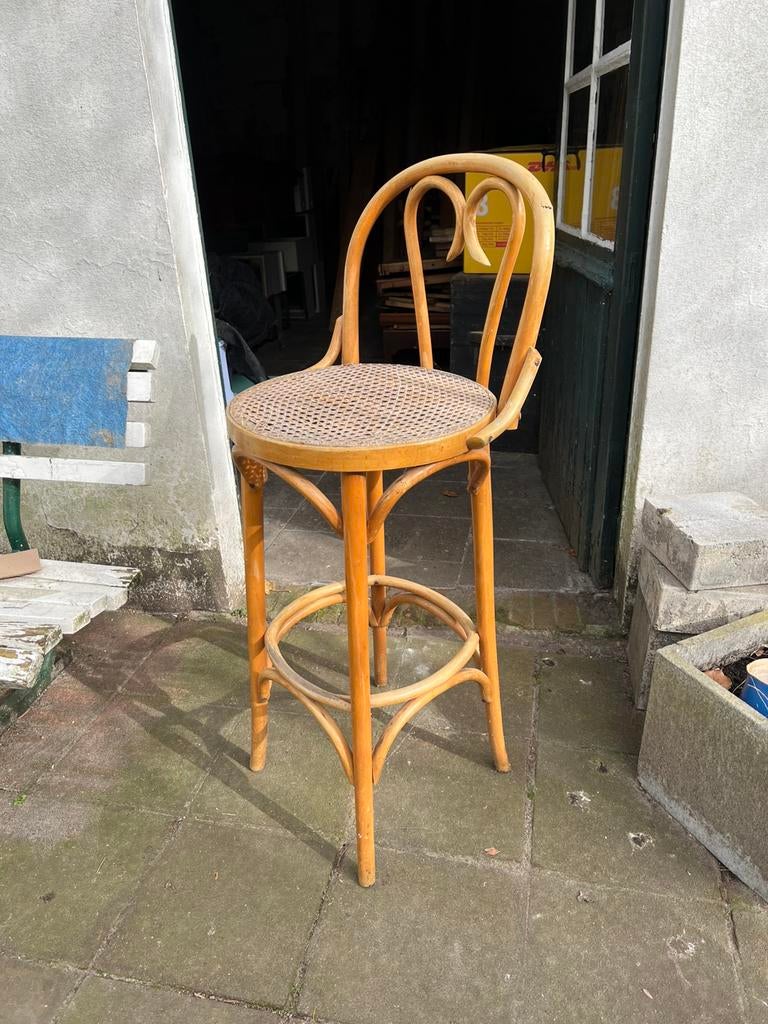 Vintage Thonnet Rotan Barkruk, Huis en Inrichting, Ophalen, Zo goed als nieuw, Hout