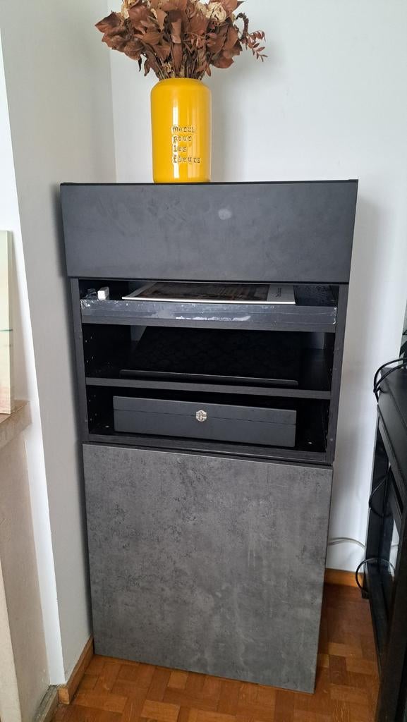 2 meubles besta noir avec portes et tiroir