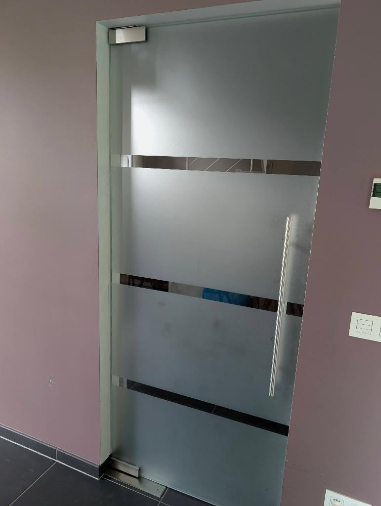 Glazen binnendeur – pivot/taatsdeur – 85,8 x 203,2 cm, Doe-het-zelf en Bouw, Deuren en Vliegenramen, Ophalen, Gebruikt, 80 tot 100 cm