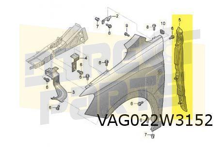 Volkswagen Caddy (1/21-) (2K) voorschermisolatie Rechts A-st, -, -, Nieuw, Spatbord