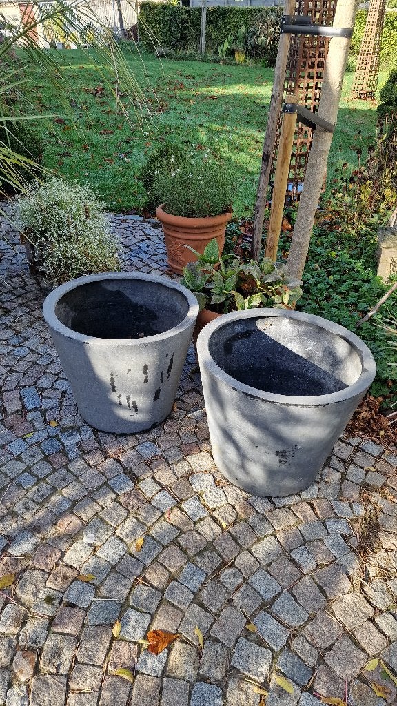 ronde stone-look plantenbak in Polystone , perfecte staat !!, Ophalen, Overige materialen, Minder dan 60 cm, Rond