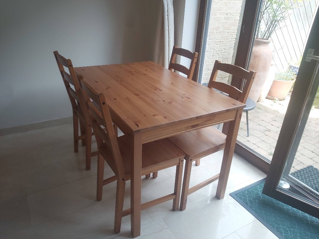 Ensemble table + 4 chaises IKEA JOKKMOKK, Maison & Meubles, 100 à 150 cm, Quatre personnes, Comme neuf, Enlèvement
