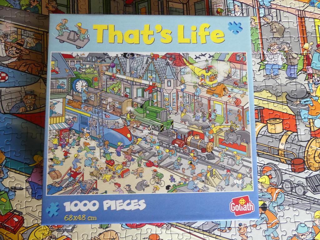 Puzzel Goliath That's Life - Treinstation - 1000 stukjes, Ophalen of Verzenden, 500 t/m 1500 stukjes, Zo goed als nieuw, Legpuzzel