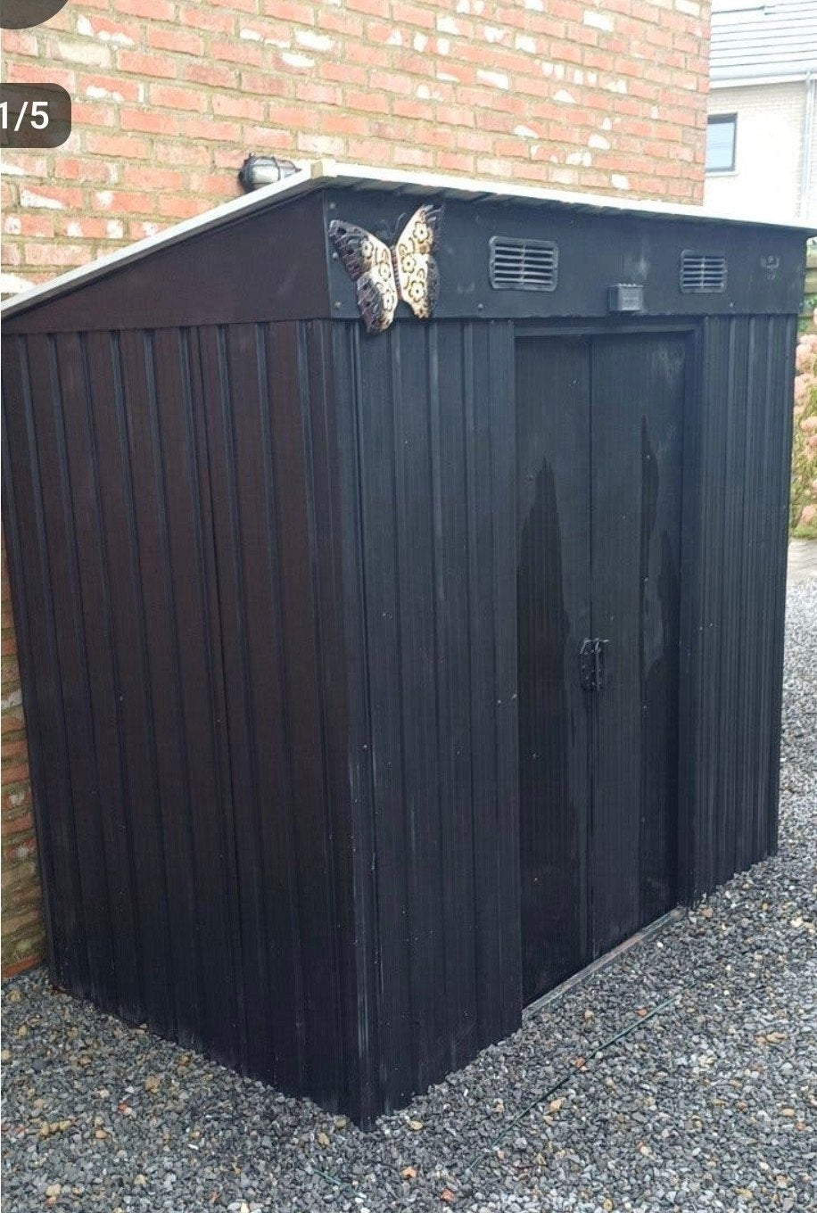klein metalen tuinhuis in goede staat met schuifdeuren, Tuin en Terras, Ophalen, Zo goed als nieuw, Metaal, Overige typen