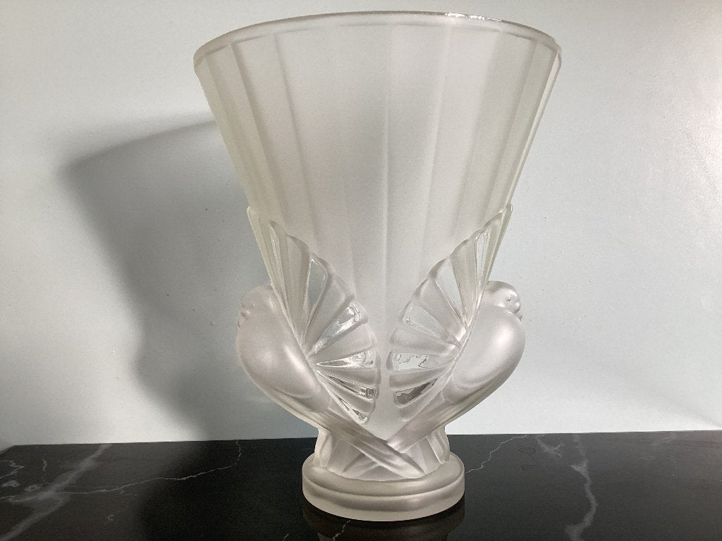 Vaas Pigeons in glas Art Deco. 058/Ha., Antiek en Kunst, Antiek | Vazen, Ophalen