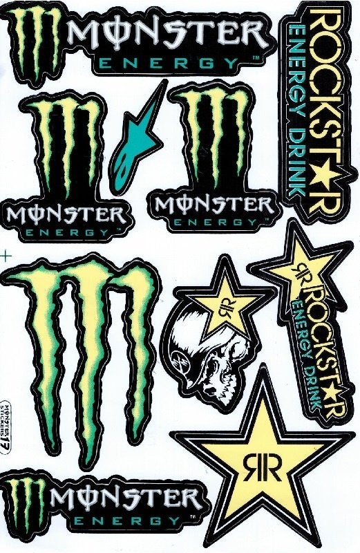 Feuille d'autocollants Rockstar Monster Energy, Enlèvement ou Envoi