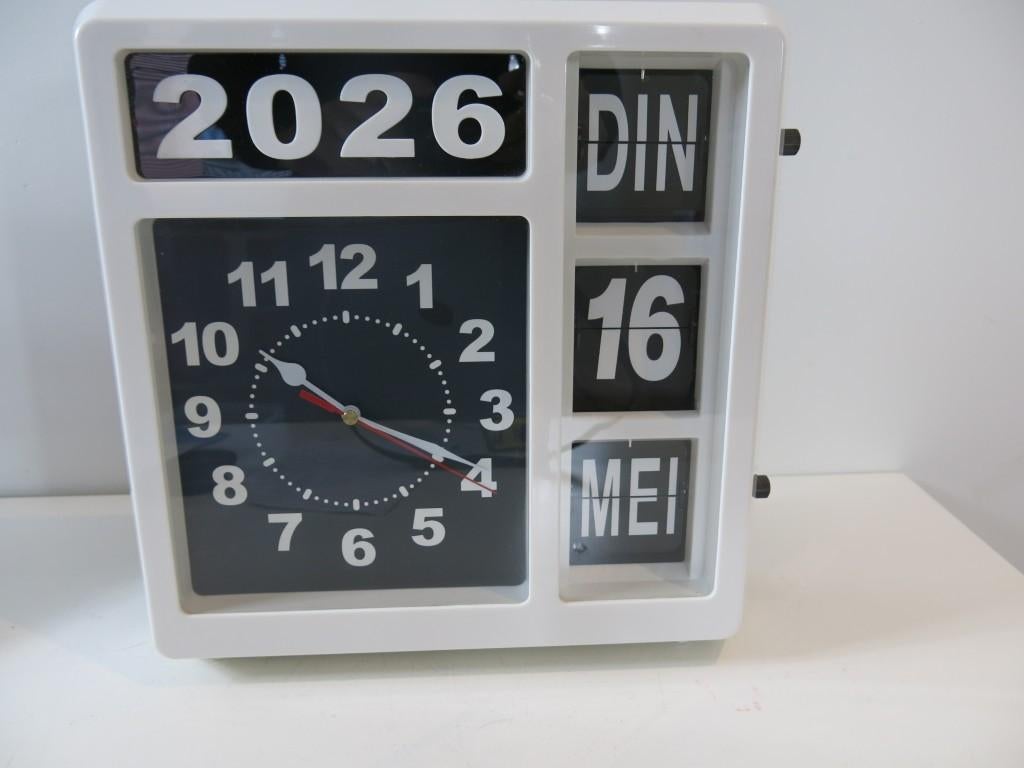 Horloge calendrier carrée rétro Perel, Enlèvement ou Envoi, Comme neuf