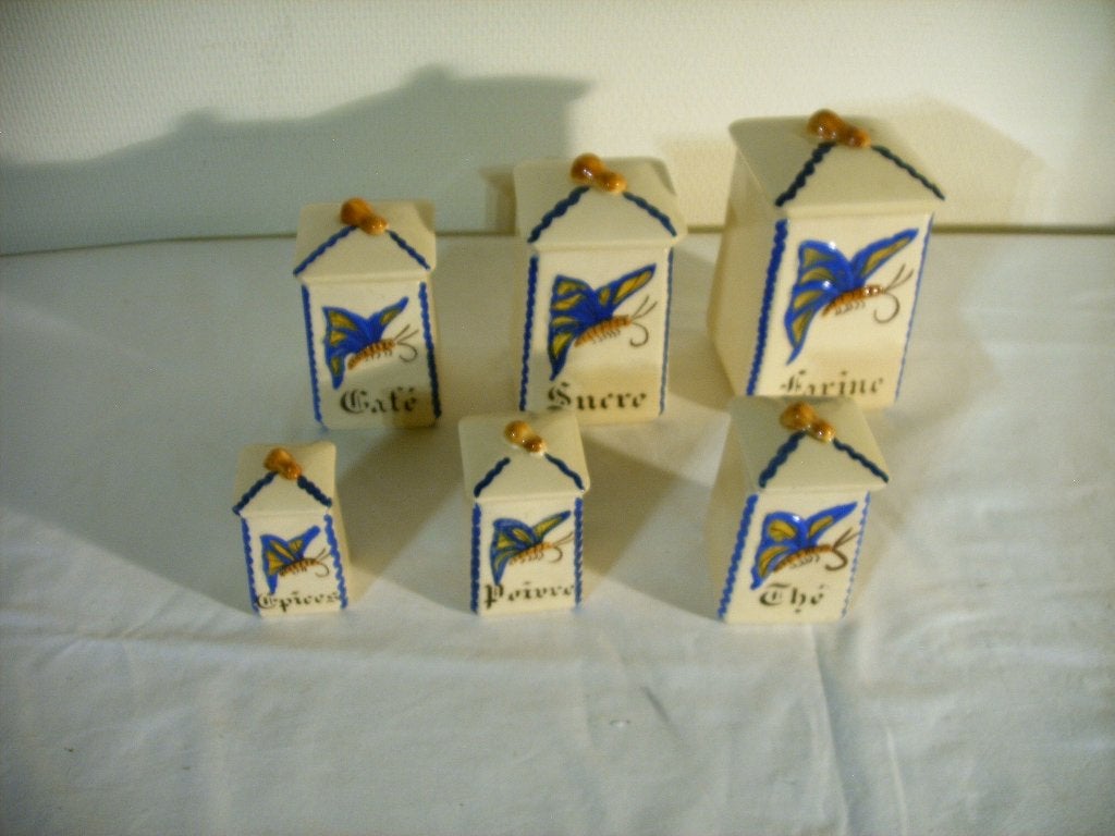 Franse Art Deco voorraadpottenset, Antiek en Kunst, Curiosa en Brocante, Ophalen of Verzenden
