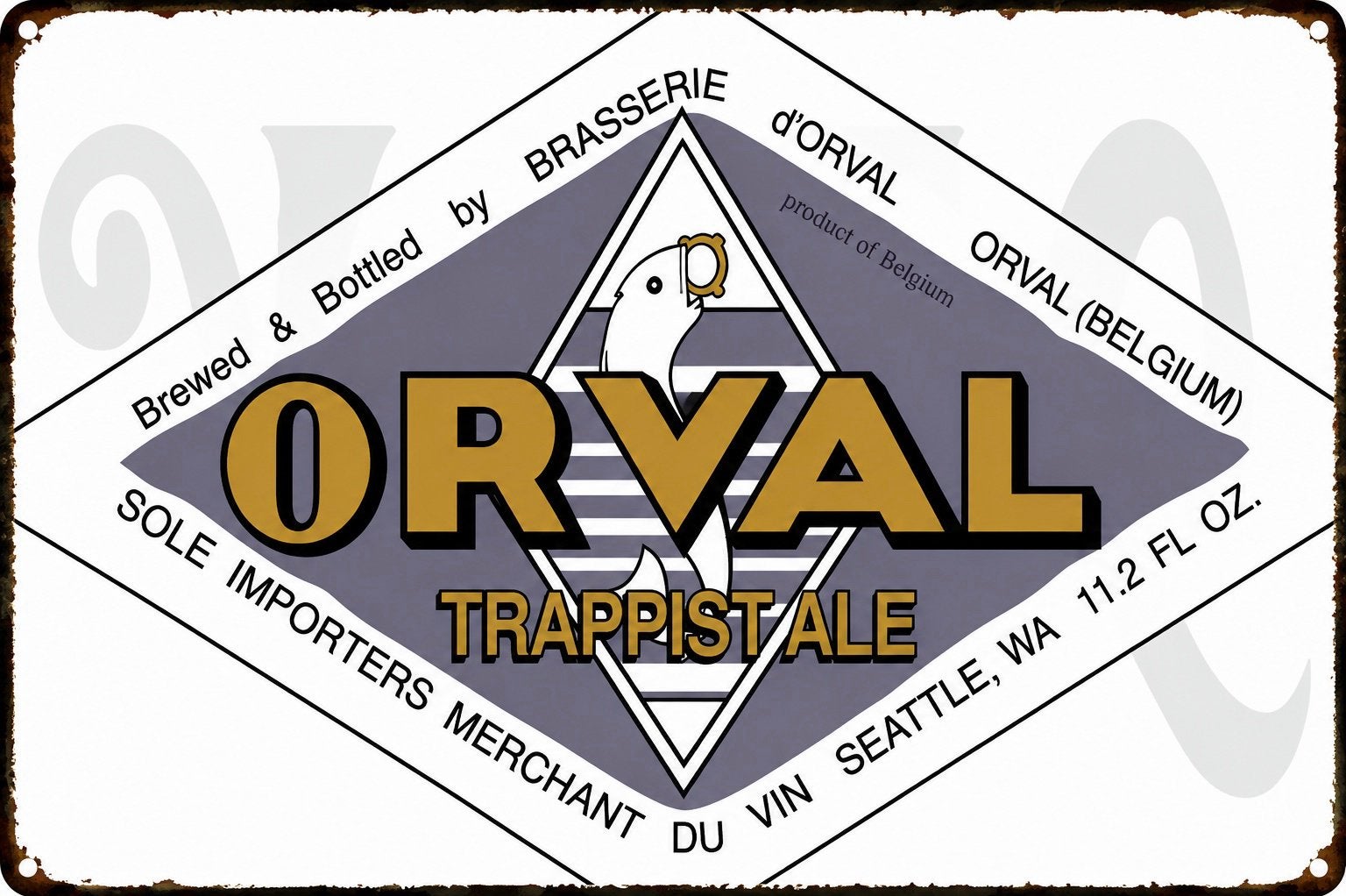 Panneau d'affichage en métal Orval 5 - Mancave vintage rétro, Collections, Enlèvement ou Envoi, Neuf, Panneau, Plaque ou Plaquette publicitaire