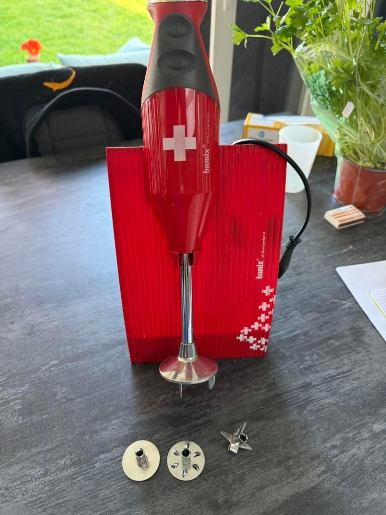 Bamix M200 Staafmixer - 200W - houder + 3 mixplaten, Electroménager, Mélangeurs de cuisine, Enlèvement ou Envoi, Utilisé, 2 vitesses