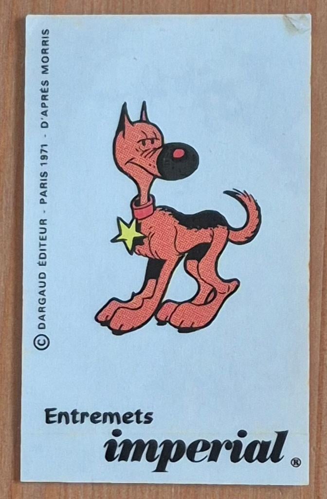 Lucky Luke sticker Entremets Imperial 1971 Morris, Enlèvement ou Envoi, Autres personnages, Comme neuf, Image, Affiche ou Autocollant