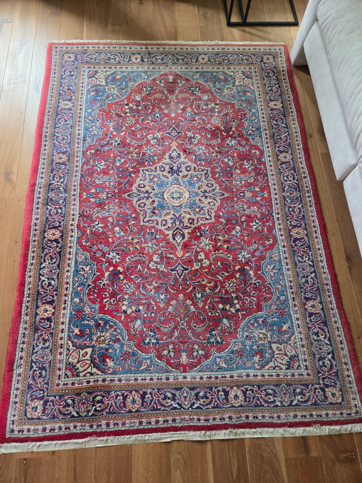 Tapis iranien en laine noué à la main avec certificat., Maison & Meubles, Enlèvement, Utilisé, Rectangulaire, Sarough