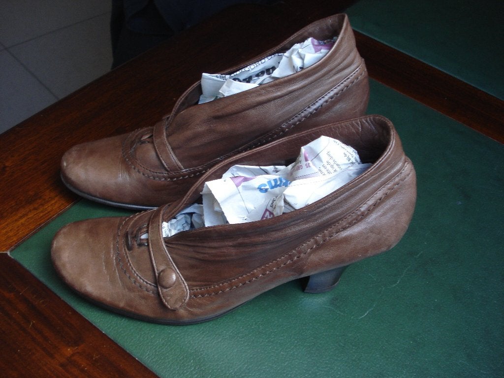 Bruine lederen schoenen, dames. mt 37, Pumps, Bruin, Ophalen of Verzenden, Gedragen