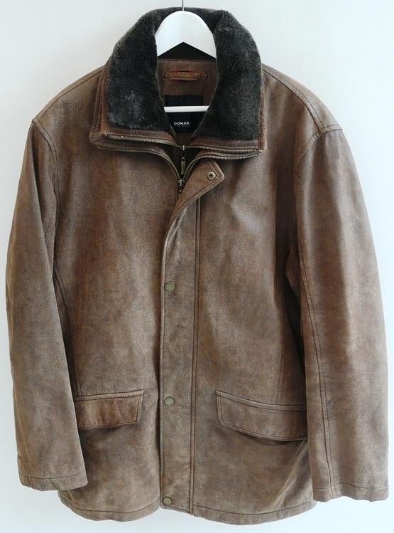 Jas / Jacket Vintage Leather, Donar Menswear, Size 54, 1990s, Kleding | Heren, Jassen | Winter, Maat 52/54 (L), Bruin, Ophalen of Verzenden