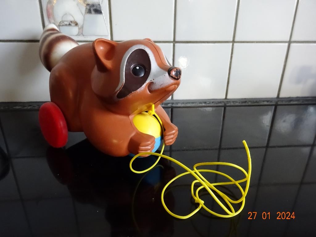 Fisher Price wasbeer trekspeeltje*VINTAGE1970*ZELDZAAM, Ophalen of Verzenden, Duw- of Trekspeelgoed