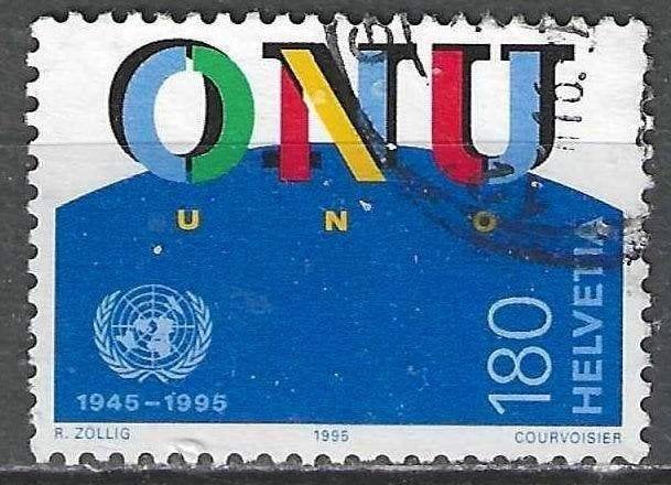 Zwitserland 1995 - Yvert 1471 - 50 jaar U.N.O. (ST), Verzenden, Gestempeld