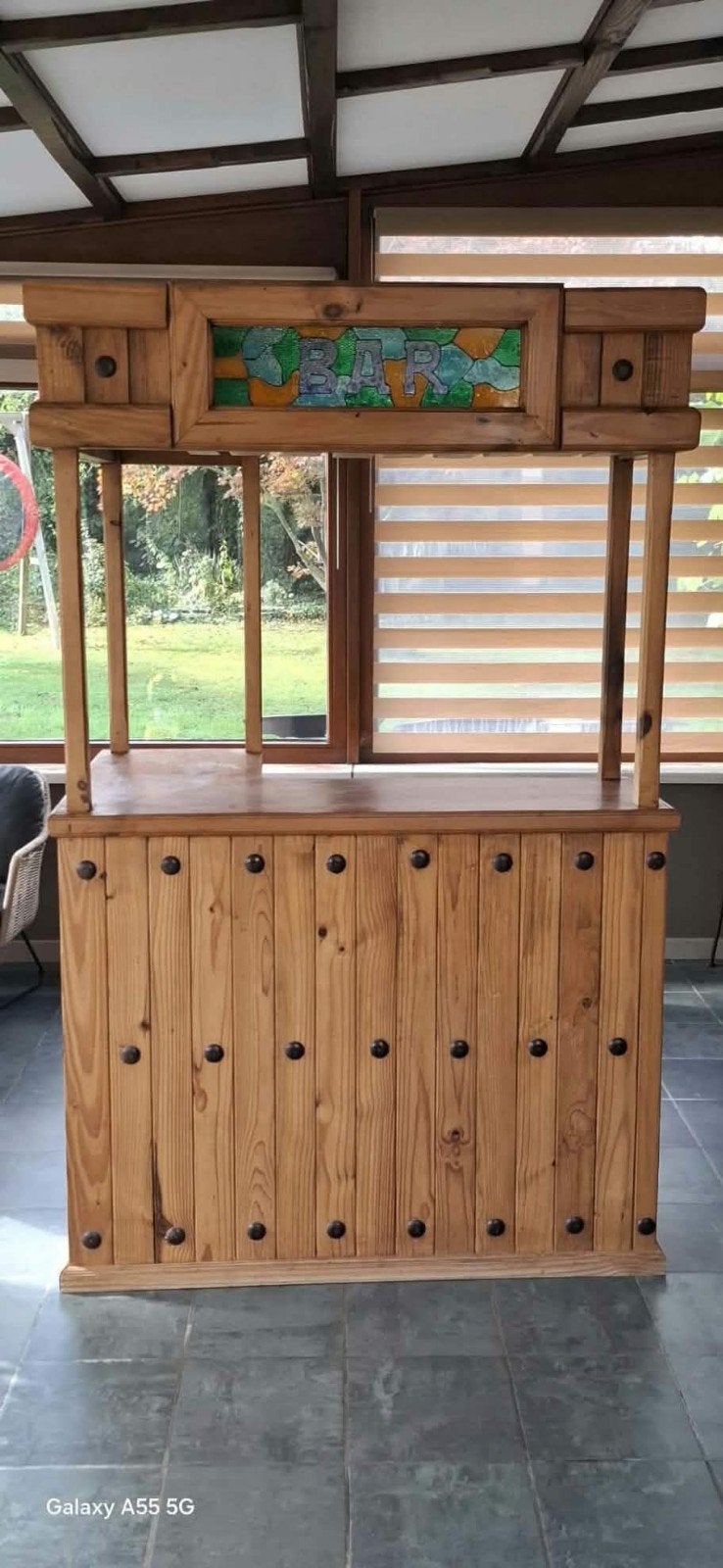 Bar en pin mexicain, Maison & Meubles, 100 à 150 cm, Enlèvement, Utilisé, 75 cm ou plus