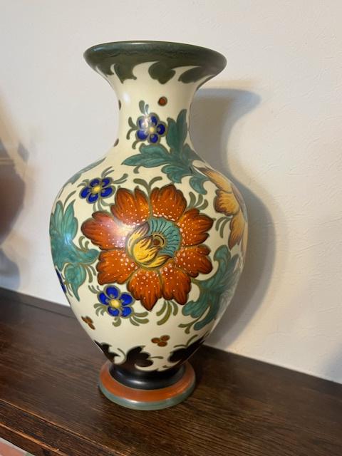 Grote Royal Gouda vaas, kleurrijk bloemmotief, Ophalen