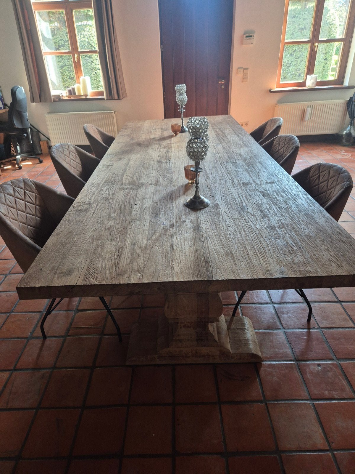 Prachtige tafel in teak met 6 stoelen, Teck, Enlèvement, Utilisé, Rectangulaire