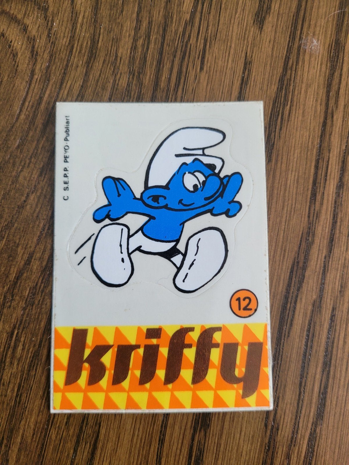 autocollant ancien Les Schtroumpfs Kriffy numéro 12, Collections, Enlèvement ou Envoi
