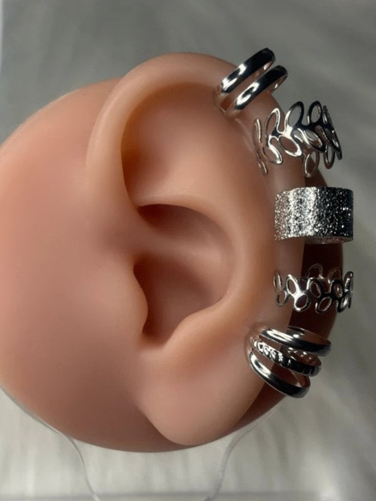 5 stuks zilveren oormanchetten - (MO013), Handtassen en Accessoires, Oorbellen, Verzenden, Nieuw, Zilver, Overige materialen