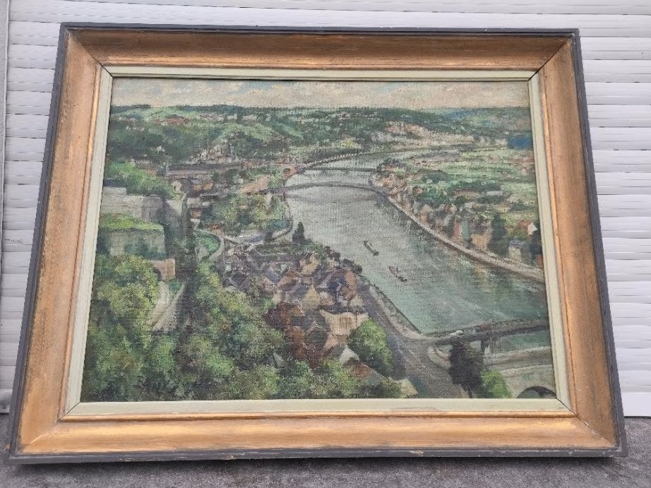 huile sur toile vue de manur signe Baily Charles, Enlèvement, Toile