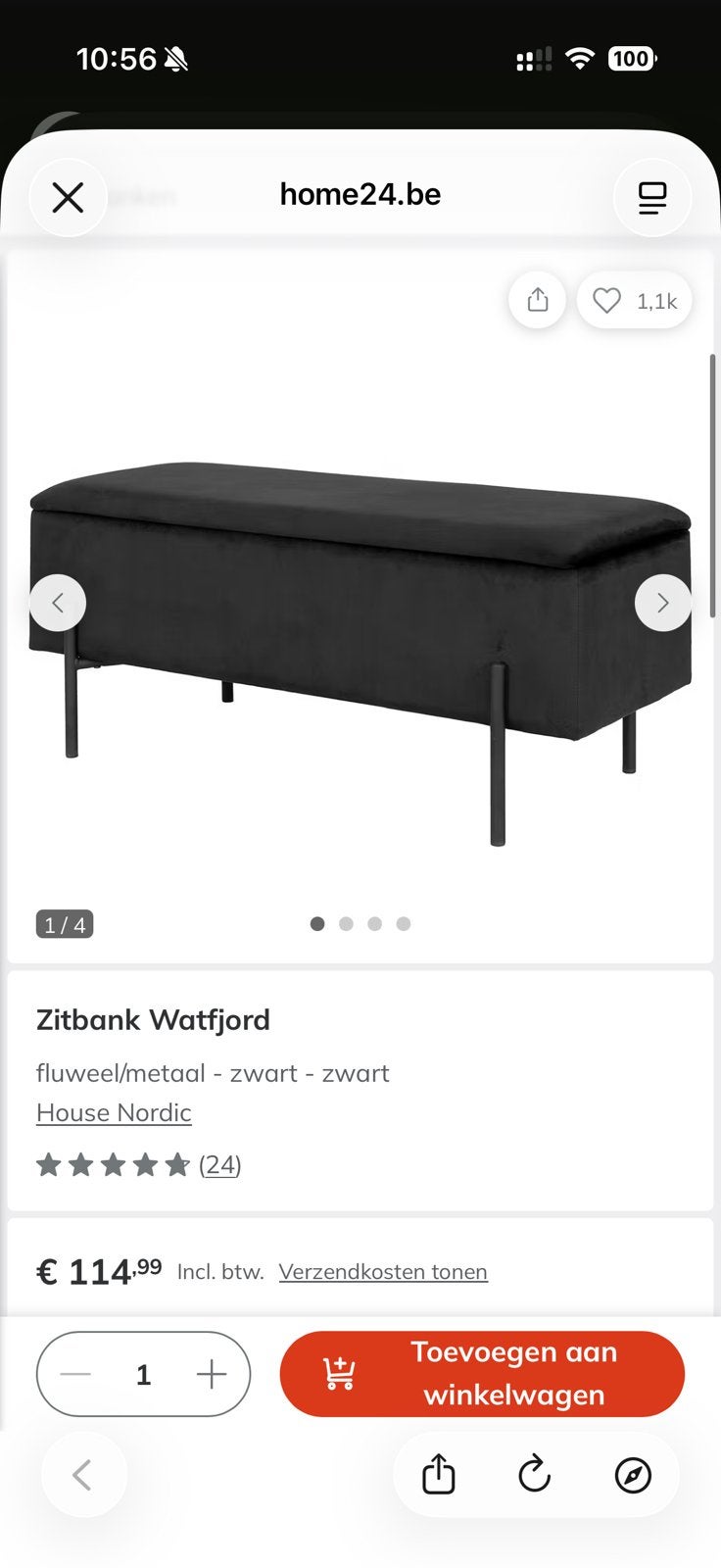 Banc coffre de rangement - Velvet storage bench, Maison & Meubles, Enlèvement, Comme neuf