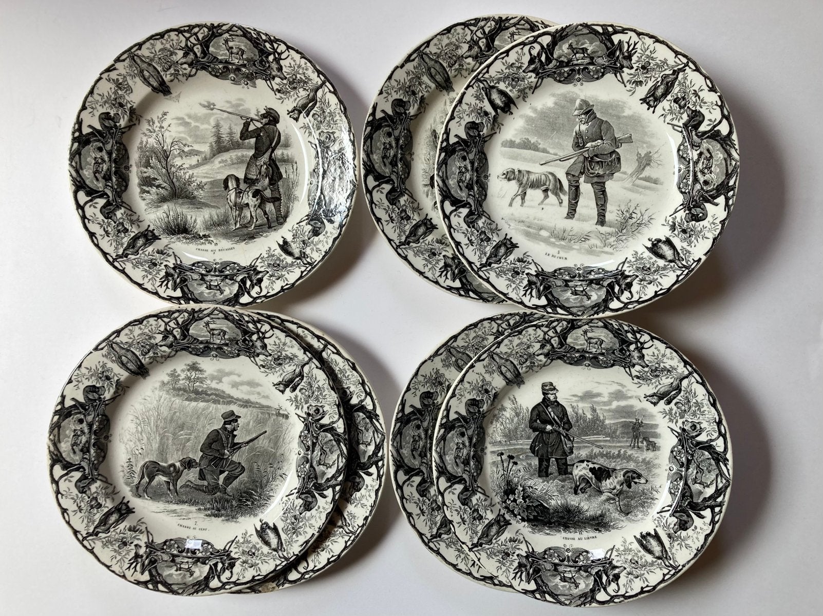 Bordjes ‘ la chasse’, Villeroy en Boch, 7 stuks, goede staat, Antiek en Kunst, Ophalen of Verzenden