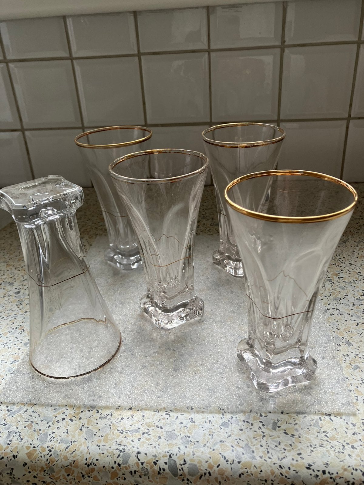 Verres à pastis français anciens 5 pièces 20€ ensemble, Enlèvement, Utilisé, Autres types