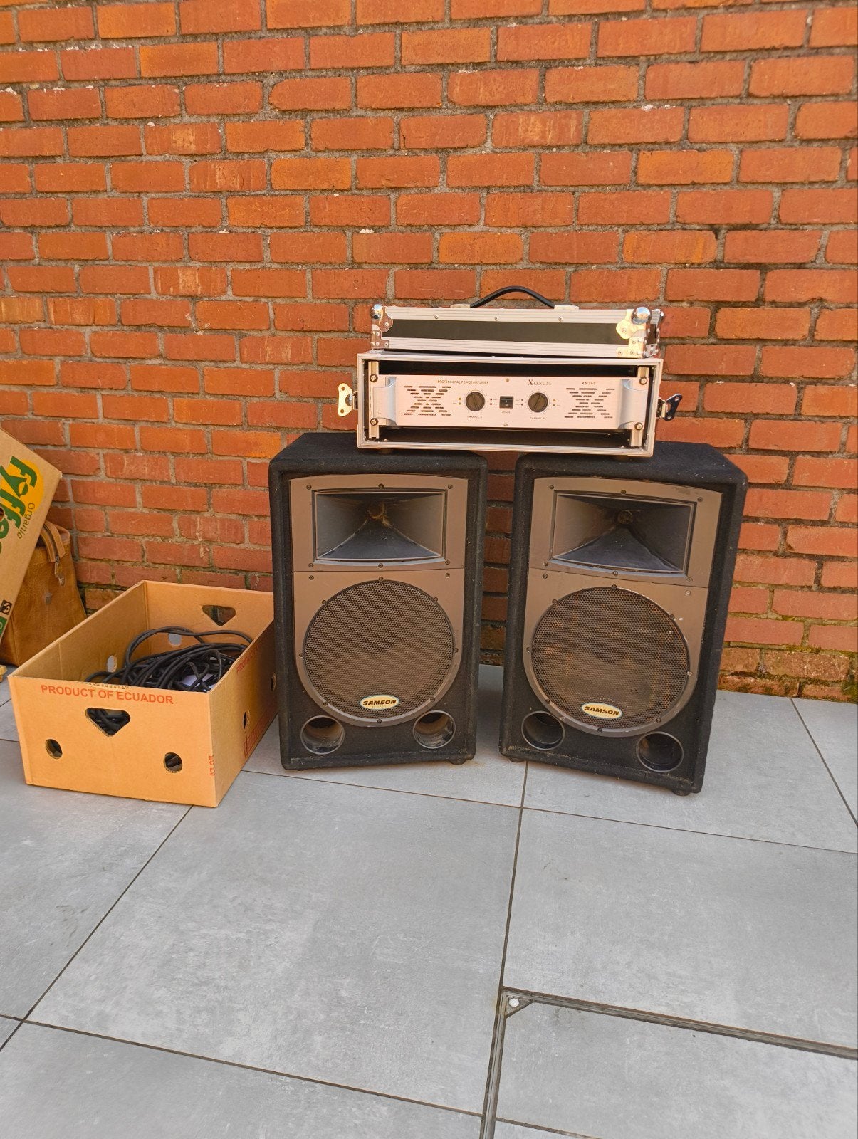 Samson Resound RS12 PA-boxen + Xonum XM360 versterk, Ophalen, Gebruikt, Speakerset