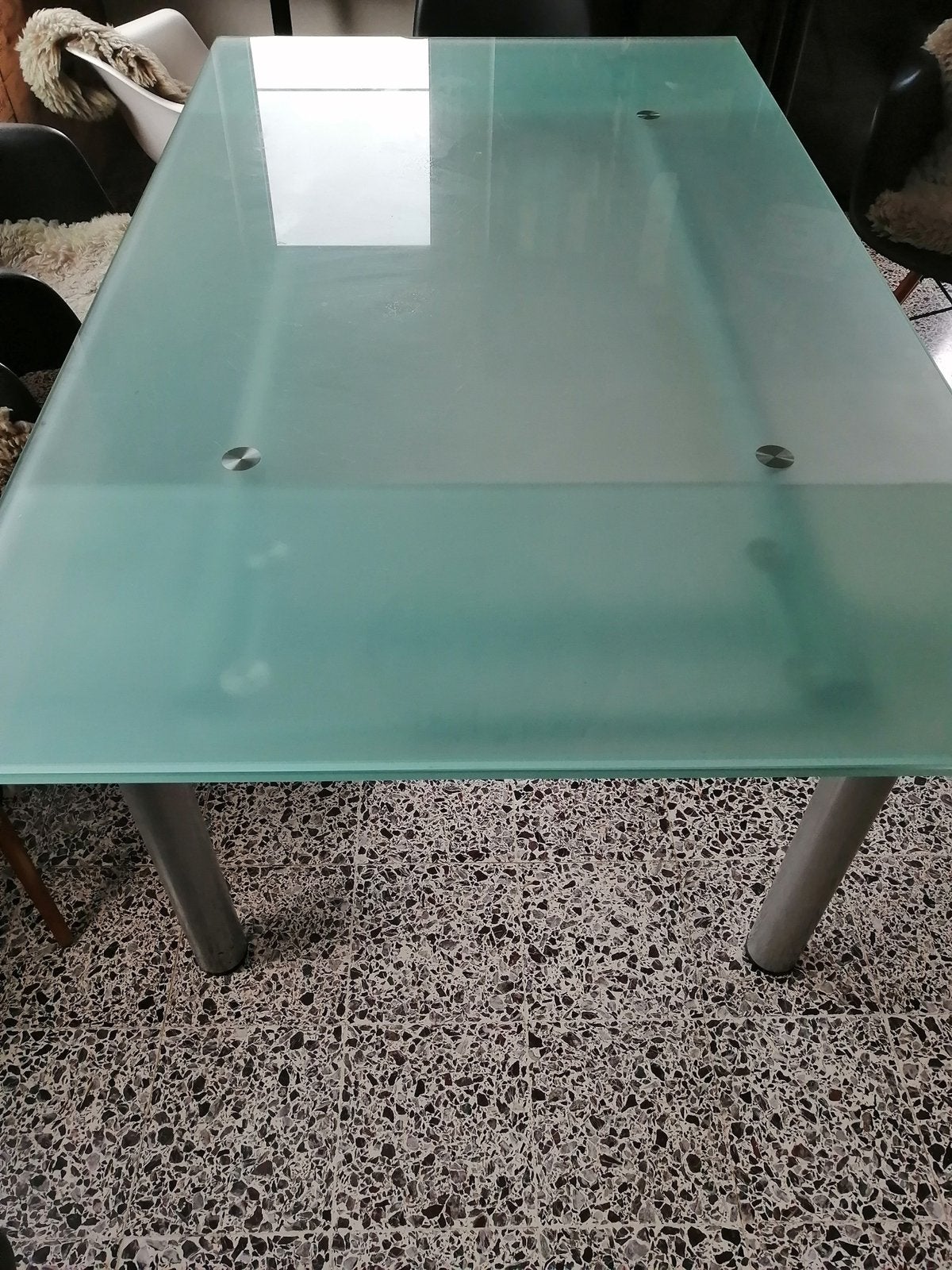 Gratuit Table en verre 2mx1m + allonge, Ophalen, Glas