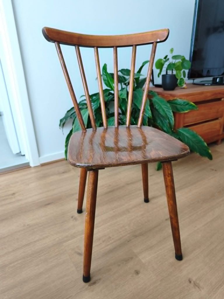 Chaise vintage en bois - Style bistrot/Mid-Century, Vintage, Brun, Enlèvement, Utilisé