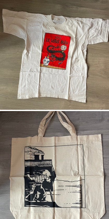 Kuifje tintin tas en shirt hergé, Verzamelen, Ophalen of Verzenden, Kuifje, Zo goed als nieuw