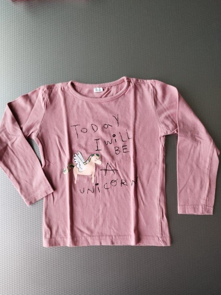 Longsleeve unicorn oud roos maat 98/104, Kinderen en Baby's, Kinderkleding | Maat 98, Ophalen of Verzenden, Zo goed als nieuw
