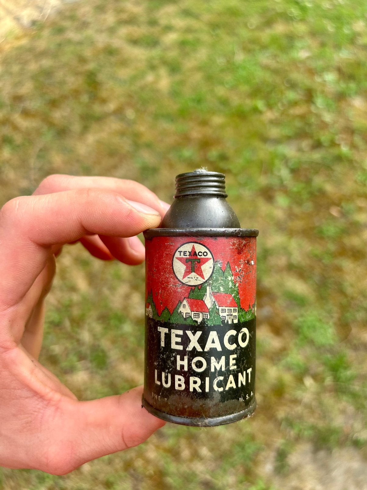 Burette bidon d’huile olieblik olie blik oil can Texaco usa, Enlèvement ou Envoi, Comme neuf