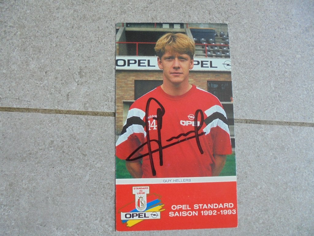 Gehandtekende foto voetballer Guy Hellers, Envoi, Photo