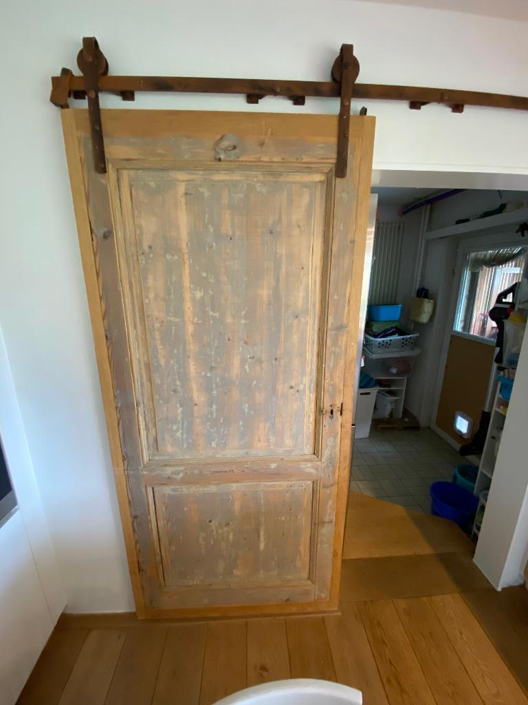 Houten deur+ vintage arlu geleider, Doe-het-zelf en Bouw, Deuren en Vliegenramen, Ophalen, 80 tot 100 cm, Binnendeur, Minder dan 200 cm