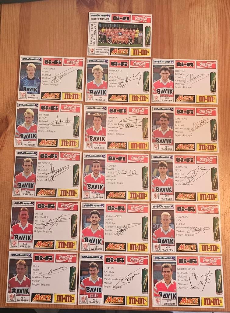 1992 KSV Waregem Sportcards 16/16 Compleet Team!, Verzamelen, Ophalen of Verzenden, Zo goed als nieuw, Overige typen