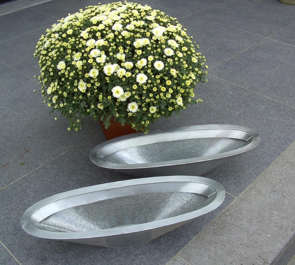 METALEN BLOEMPOT SCHALEN 2 DLG BASIS 55 cm Nieuw, Tuin en Terras, Bloempotten, Nieuw, Metaal, Binnen, Balkon, Tuin, Minder dan 40 cm