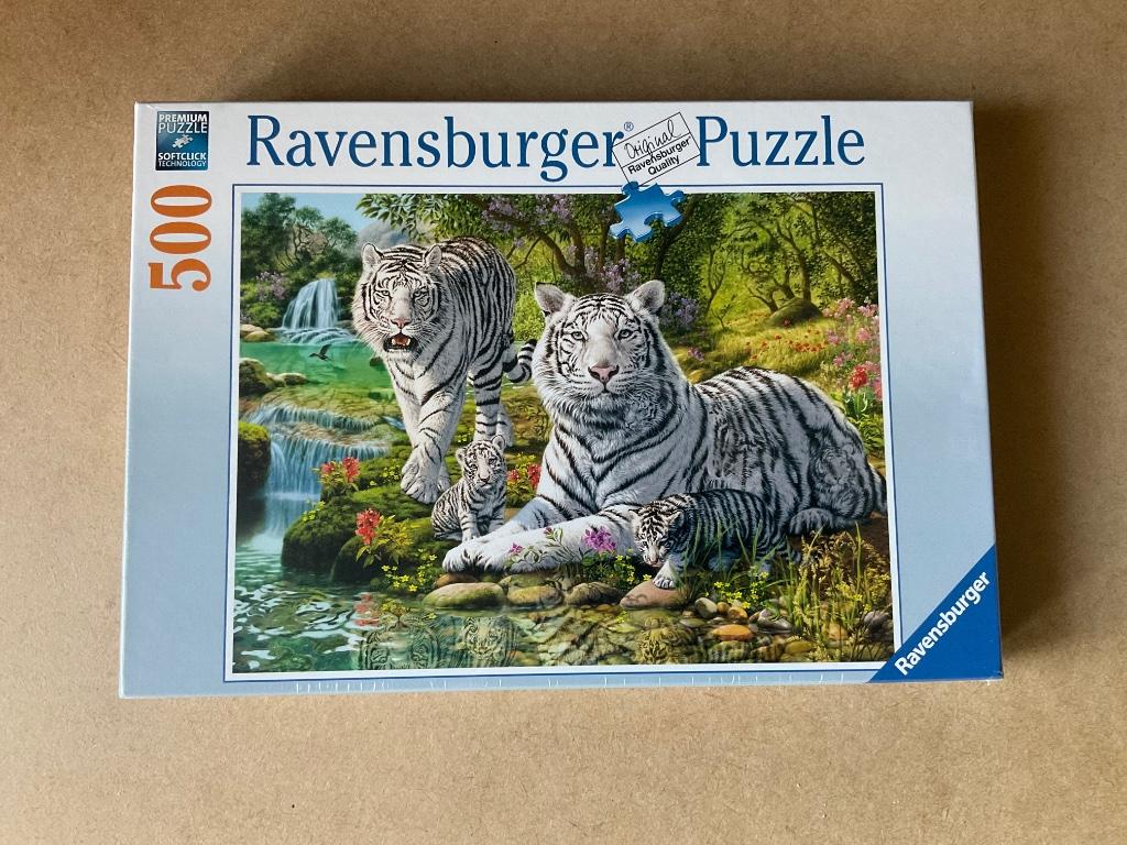 Puzzel witte tijgers, 500 stukjes, Ophalen of Verzenden, 500 t/m 1500 stukjes, Nieuw, Legpuzzel