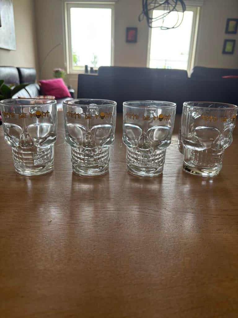 4 verres bière Tête de mort brasserie du Bocq Purnode, Ophalen of Verzenden, Zo goed als nieuw