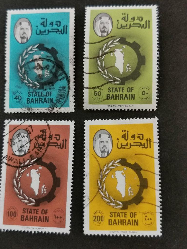 Bahrein 1976 - sjeik, landkaart, Ophalen of Verzenden, Gestempeld, Midden-Oosten