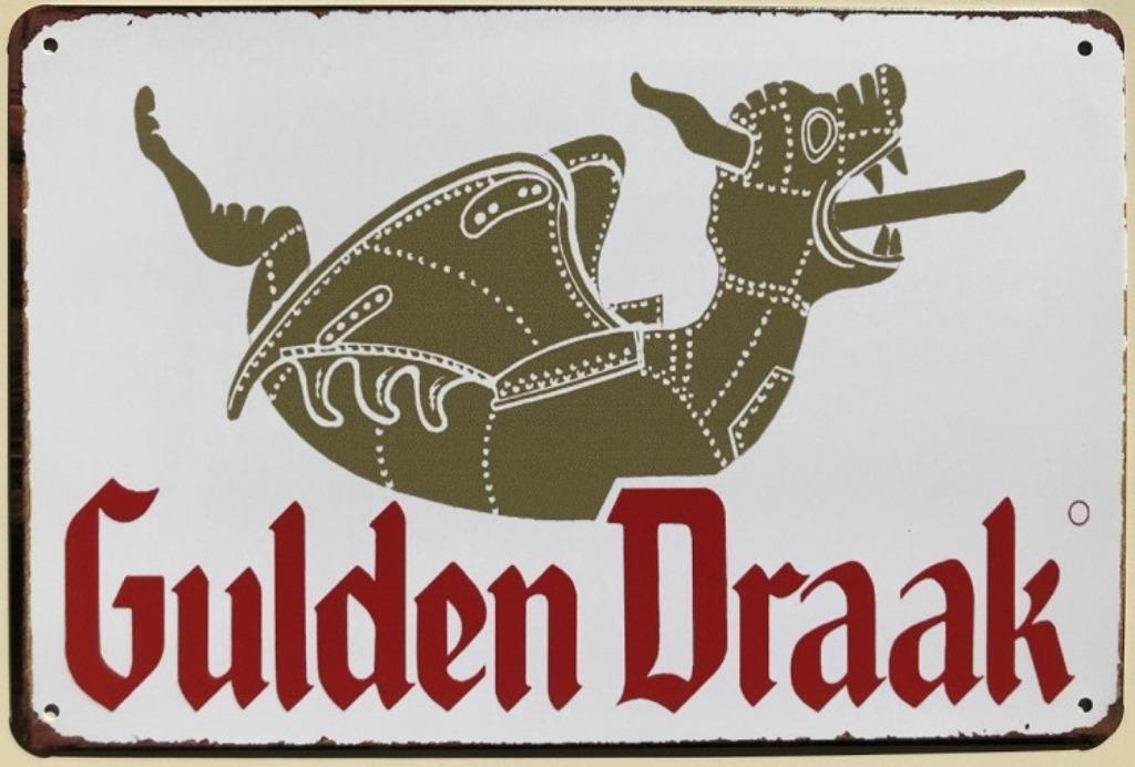 Gulden Draak bier metalen vintagelook wandplaat reclamebord, Ophalen of Verzenden, Nieuw, Reclamebord, Plaat of Schild, Overige merken
