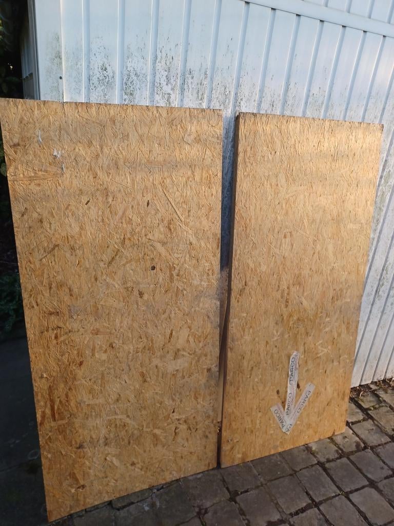 2 OSB platen 148x64, diameter 1 cm, Doe-het-zelf en Bouw, Ophalen, Gebruikt