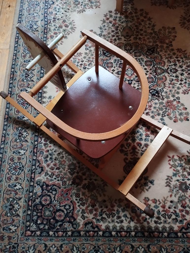 cheval en bois ancien à bascule, 84/48/36cm, Ophalen, Gebruikt