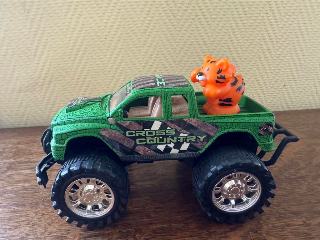 Groene safari jeep met rosse kat 15 cm, Kinderen en Baby's, Ophalen